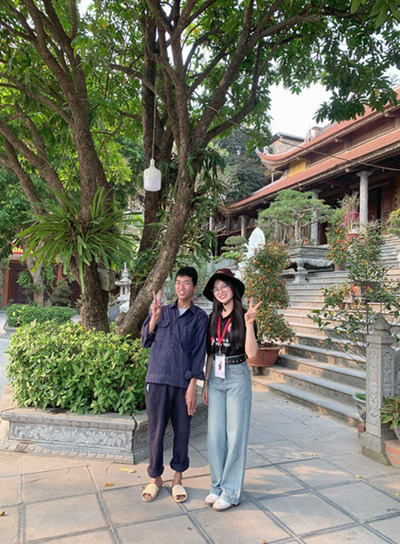 Ảnh 5. Ngần trong quá trình công tác tại Chùa Bồ Đề, Long Biên, Hà Nội (Ảnh: NVCC) 