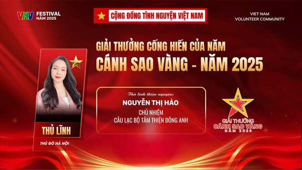 Nguyễn Thị Hảo – Thủ lĩnh thiện nguyện nhận giải Cánh Sao Vàng 2025